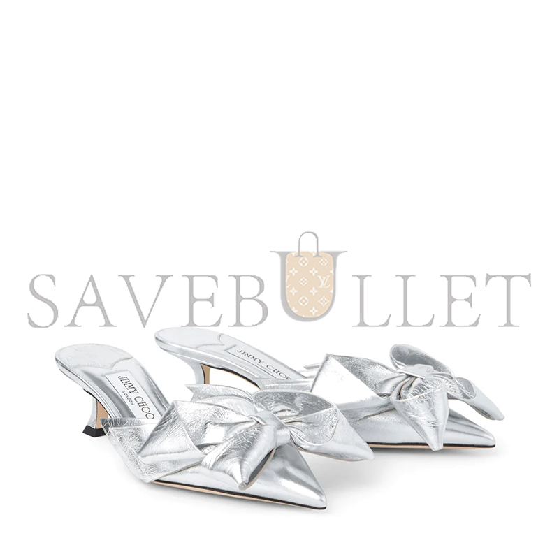 Ji*y Ch* staz mule 50 silver metallic leather mules stazmule50gwg